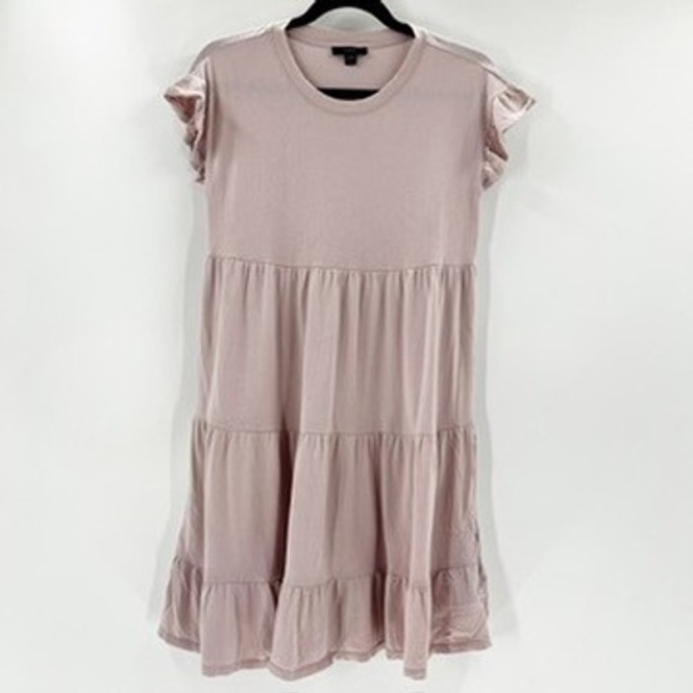 J. Crew Tiered Ruffle Sleeve T Shirt Dress XXS Reimagined Cotton‎